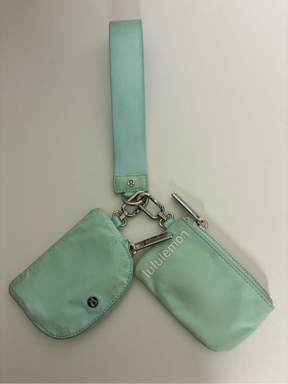 lululemon athletica Mint Green Double Pouch Wristlet Keychain